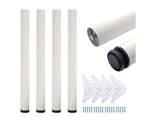 Sossai® Premium Pieds de Table TBWH | réglable en Hauteur (+2cm) | Design: Blanc | Lot de 4 | Hauteur: 71 cm (710 mm) | Outils pour l'assemblage Inclus