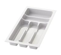 Sossai range-couverts Divio pour tiroirs de 30 cm de large, 23x49 cm - découpable, 5 compartiments, blanc, bac à couverts en plastique pour tiroirs