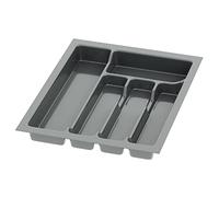 Sossai range-couverts Divio pour tiroirs de 40 cm de large, 33x43 cm - découpable, 5 compartiments, anthracite, organiseur pour tiroirs à couverts en plastique