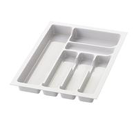 Sossai range-couverts Divio pour tiroirs de 40 cm de large, 33x49 cm - découpable, 6 compartiments, blanc, bac à couverts de cuisine en plastique robuste