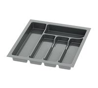 Sossai range-couverts Divio pour tiroirs de 45 cm de large, 38x43 cm - découpable, 5 compartiments, anthracite, bac à couverts en plastique pour tiroirs de cuisine
