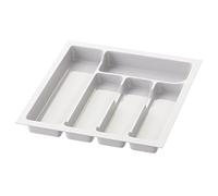 Sossai range-couverts Divio pour tiroirs de 45 cm de large, 38x43 cm - découpable, 5 compartiments, blanc, bac à couverts en plastique pour tiroirs de cuisine