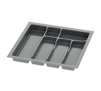Sossai range-couverts Divio pour tiroirs de 50 cm de large, 43x43 cm - découpable, 6 compartiments, anthracite, insert de tiroir en plastique pour la cuisine