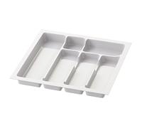 Sossai range-couverts Divio pour tiroirs de 50 cm de large, 43x43 cm - découpable, 6 compartiments, blanc, insert de tiroir en plastique pour la cuisine