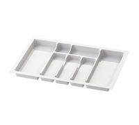 Sossai range-couverts Divio pour tiroirs de 70 cm de large, 63x43 cm - découpable, 7 compartiments, blanc, bac à couverts en plastique pour tiroirs