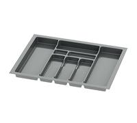 Sossai range-couverts Divio pour tiroirs de 70 cm de large, 63x49 cm - découpable, 8 compartiments, anthracite, bac à couverts en plastique pour tiroirs de cuisine