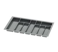 Sossai range-couverts Divio pour tiroirs de 80 cm de large, 73x43 cm - découpable, 10 compartiments, anthracite, bac à couverts de cuisine en plastique robuste