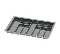 Sossai range-couverts Divio pour tiroirs de 80 cm de large, 73x49 cm - découpable, 12 compartiments, anthracite, insert de tiroir en plastique pour la cuisine