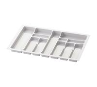 Sossai range-couverts Divio pour tiroirs de 80 cm de large, 73x49 cm - découpable, 12 compartiments, blanc, insert de tiroir en plastique pour la cuisine