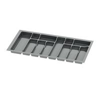 Sossai range-couverts Divio pour tiroirs de 90 cm de large, 83x43 cm - découpable, 12 compartiments, anthracite, bac à couverts en plastique pour tiroirs de cuisine