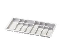 Sossai range-couverts Divio pour tiroirs de 90 cm de large, 83x43 cm - découpable, 12 compartiments, blanc, bac à couverts en plastique pour tiroirs de cuisine