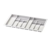 Sossai range-couverts Divio pour tiroirs de 90 cm de large, 83x49 cm - découpable, 14 compartiments, blanc, organiseur pour tiroirs à couverts en plastique