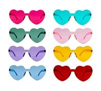 SOSTUDIO Lot de 8 paires de lunettes en forme de cœur hippie rétro - Lunettes de Noël amusantes - Pour fête d'anniversaire - Pour enfants et adultes JING01 58 mm