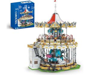 Sosuy Ensemble de Construction de carrousel, modèle électrique motorisé Merry-go-Round, Jouet de Parc d'attractions pour garçon Fille Adolescente, Cadeaux d'anniversaire pour Adulte Enfant âges 6+