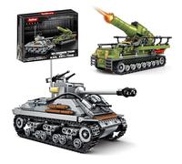 Sosuy Kit de Char WW2 en Briques Garçons et Adultes, Tank 1:32 Mobile avec Char Sherman Américain et Mortier Karl Allemand Jouet Historique pour Enfants dès 8 Ans et Adultes Idée Cadeau 1117 Pièces