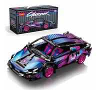 Sosuy Voiture de Course en Briques, Kit de Modèle 1:18-586 Pcs à Rétrofriction Cyberpunk - Jouet pour Garçon Fille Enfant 6+ Ans Cadeau d'anniversaire pour Adolescent Adulte Voiture (Cyberpunk1)