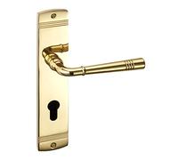 SOTECH 1 Jeu de béquilles FREJA Laiton poli Cylindre profilé (PZ) Poignées de porte sur plaque longue Béquille vintage avec matériel de fixation de