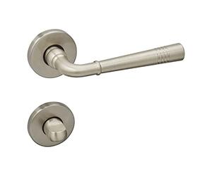 SOTECH 1 Jeu de poignées de porte FREJA Aspect acier inoxydable salle de bain (toilette) Poignée de porte sur rosace ronde ensemble salle de bain avec matériel de fixation de