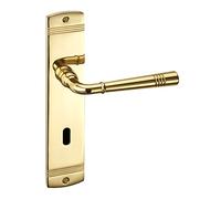 SOTECH 1 Jeu de poignées de porte FREJA en laiton poli Buntbart (BB) Ferrure de porte sur plaque longue Poignée de porte vintage avec matériel de fixation de
