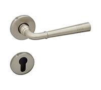 SOTECH 1 Jeu de poignées FREJA Set de poignées de porte à cylindre profilé aspect acier inoxydable (PZ) sur rosace ronde ensemble poignée de porte vintage avec matériel de fixation de