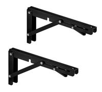 SOTECH 1 paire de consoles rabattables pour charges lourdes (250 x 120 mm, noir, capacité de charge jusqu'à 150 kg) Supports d'étagères pour montage mural