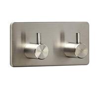 SOTECH 1 x Crochet Muraux PANDORA Double (90 x 45 x 29 mm) Acier Inox Autoadhésif 3M pour Cuisine et Bain Crochets de Mur Barre