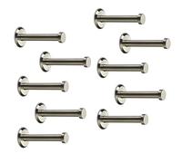 SOTECH 10 pièces Patères en acier inoxydable MEDEA (Ø 10/15 mm, Longueur 70 mm) Crochet de penderie brossé Fixation invisible vis et chevilles inclus de