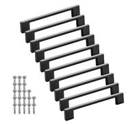 SOTECH 10 pièces poignées de meubles BLACKLINE XII BA 128 mm noir mat alu (longueur 155 mm, largeur 9 mm, hauteur 28 mm) poignées de tiroirs poignées de vitrines