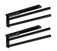 SOTECH 2 pièces Aluminium porte-serviettes TED 2 bras noir mat (325-487 mm, extensible, pivotant) Porte-serviettes mural télescopique pour salle de bain ou cuisine
