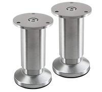 SOTECH 2 pieds de meuble TERRA hauteur 100 mm alu brossé Pieds de table réglables en hauteur jusqu'à max. 15 mm, charge 250 kg/par pied