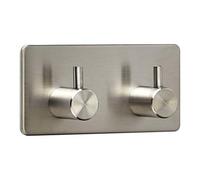 SOTECH 2 x Crochets Muraux PANDORA Double (90 x 45 x 29 mm) Acier Inox Autoadhésif 3M pour Cuisine et Bain Crochets de Mur