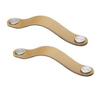 SOTECH 2 x Poignée de meuble OSTERNAS kaki clair Entraxe 128 mm noir (adapté à un perçage de 6 mm) cuir de vache véritable Boutons à visser acier inoxydable/avec vis de fixation