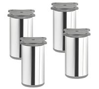 SOTECH 4 pcs. Pieds de Meubles Echo 80 mm (+ 10 mm) Ø 40 mm Chrome poli Pieds de Support en Aluminium réglables en hauteur