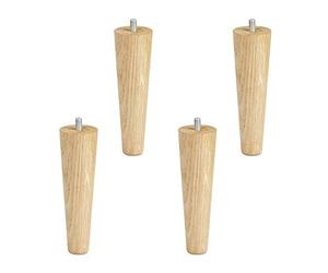 SOTECH 4 Pcs Pieds de Meubles en chêne Brut H 150 mm/Conique Ø 45/25 mm avec vis de Blocage M8 de