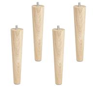 SOTECH 4 Pcs Pieds de Meubles en chêne Brut H 200 mm/Conique Ø 45/25 mm avec vis de Blocage M8 de
