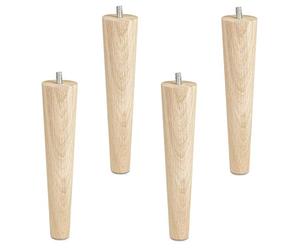 SOTECH 4 Pcs Pieds de Meubles en chêne Brut H 200 mm/Conique Ø 45/25 mm avec vis de Blocage M8 de