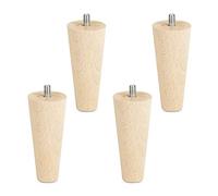 SOTECH 4 Pcs Pieds de Meubles en hêtre Brut H 100 mm/Conique Ø 45/25 mm avec vis de Blocage M8 de