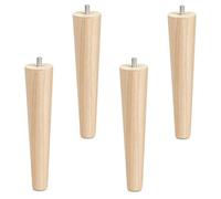 SOTECH 4 Pcs Pieds de Meubles en hêtre Brut H 200 mm/Conique Ø 45/25 mm avec vis de Blocage M8 de