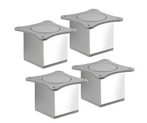 SOTECH 4 pcs. Pieds de Meubles QUEBEC II 70 mm 65 x 65 mm Chrome poli Pieds d’Étagère en Aluminium