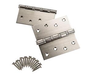 SOTECH 4 pièces Charnière de porte Charnière à visser en acier inoxydable SS201 sur roulement à billes avec vis/Capacité de charge 50 kg/Épaisseur du matériau 2,0 mm / 100 x 100 mm