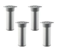 SOTECH 4 pièces Pieds de Meuble Alfa II 150 mm (+ 10 mm) Ø 50 mm anodisé Aspect argenté Pieds de Meuble réglables en Hauteur en Aluminium
