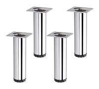 SOTECH 4 pièces Pieds de Meuble Bravo Hauteur 150 mm (+ 10 mm) Ø 40 mm Chrome Poli Pieds d'armoire réglables en Hauteur en Acier, Charge jusqu'à 50 kg par Pied de Support de