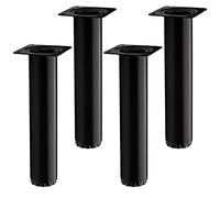 SOTECH 4 pièces Pieds de Meuble Bravo Hauteur 200 mm (+ 10 mm) Ø 40 mm Noir Mat Pieds d'armoire réglables en Hauteur en Acier, Charge jusqu'à 50 kg par Pied de Support de