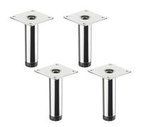 SOTECH 4 pièces Pieds de Meuble Lima Hauteur 100 mm, Ø 25 mm Réglable en Hauteur 10 mm Chrome Poli Pieds de vitrine Pieds de Socle Pieds d'armoire