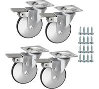 SOTECH 4 pièces roulettes de meuble LINDAU Ø 75 mm gris argenté/noir avec frein (blocage) y compris kit de vis Capacité de charge jusqu'à 140 kg (35 kg par roulette pivotante)
