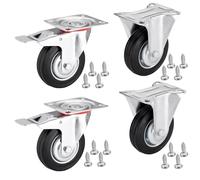 SOTECH 4 pièces Roulettes de transport RED Ø 75 mm (2x roulettes fixes, 2x roulettes pivotantes avec frein) Hauteur 96 mm Plaque à visser 80 x 67 mm Charge max. 280 Kg