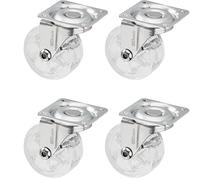 SOTECH 4 pièces Roulettes pivotantes design SHIFT Ø 50 mm transparentes, charge max 140 kg (35 kg par roulette) Hauteur 64 mm