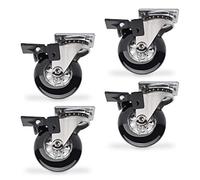 SOTECH 4 pièces Roulettes pivotantes SWIFT Ø 50 mm noires avec fonction de blocage une charge de 140 kg (35 kg par roulette) Hauteur 64 mm