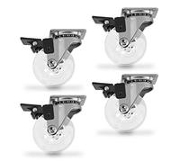 SOTECH 4 pièces Roulettes pivotantes SWIFT Ø 50 mm transparentes avec fonction de blocage une charge de 140 kg (35 kg par roulette) Hauteur 64 mm