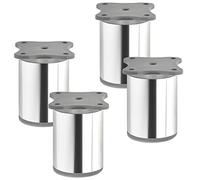 SOTECH 4 pieds de Meubles Echo 60 mm (+ 10 mm) Ø 40 mm Chrome Poli pieds de Meubles en Aluminium réglables en hauteur